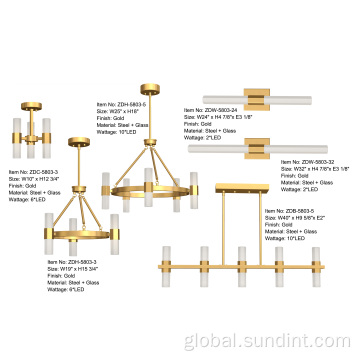 Classical Lighting Fixture 10 LED ALTURAS GOLD Steel Glass Light Chandelier Manufactory